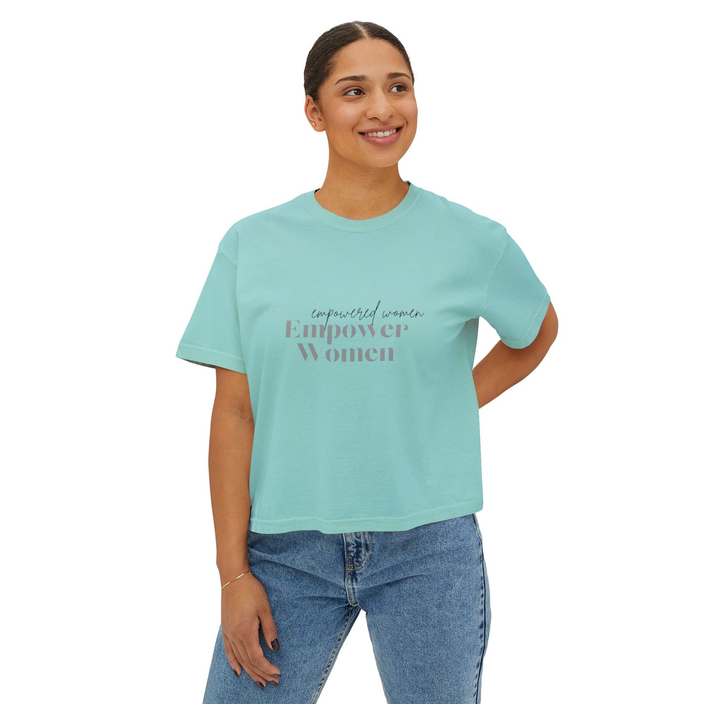 Empower Women Boxy Tee — Feminine Floral Graphic Women's Boxy T‑Shirt
