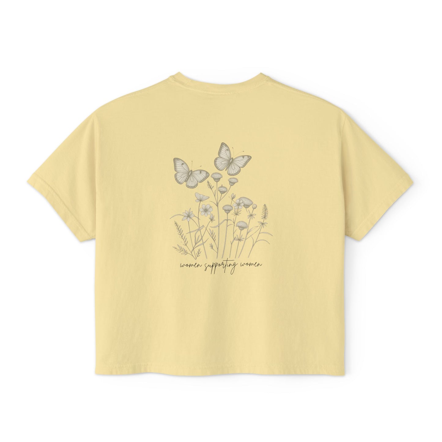 Empower Women Boxy Tee — Feminine Floral Graphic Women's Boxy T‑Shirt