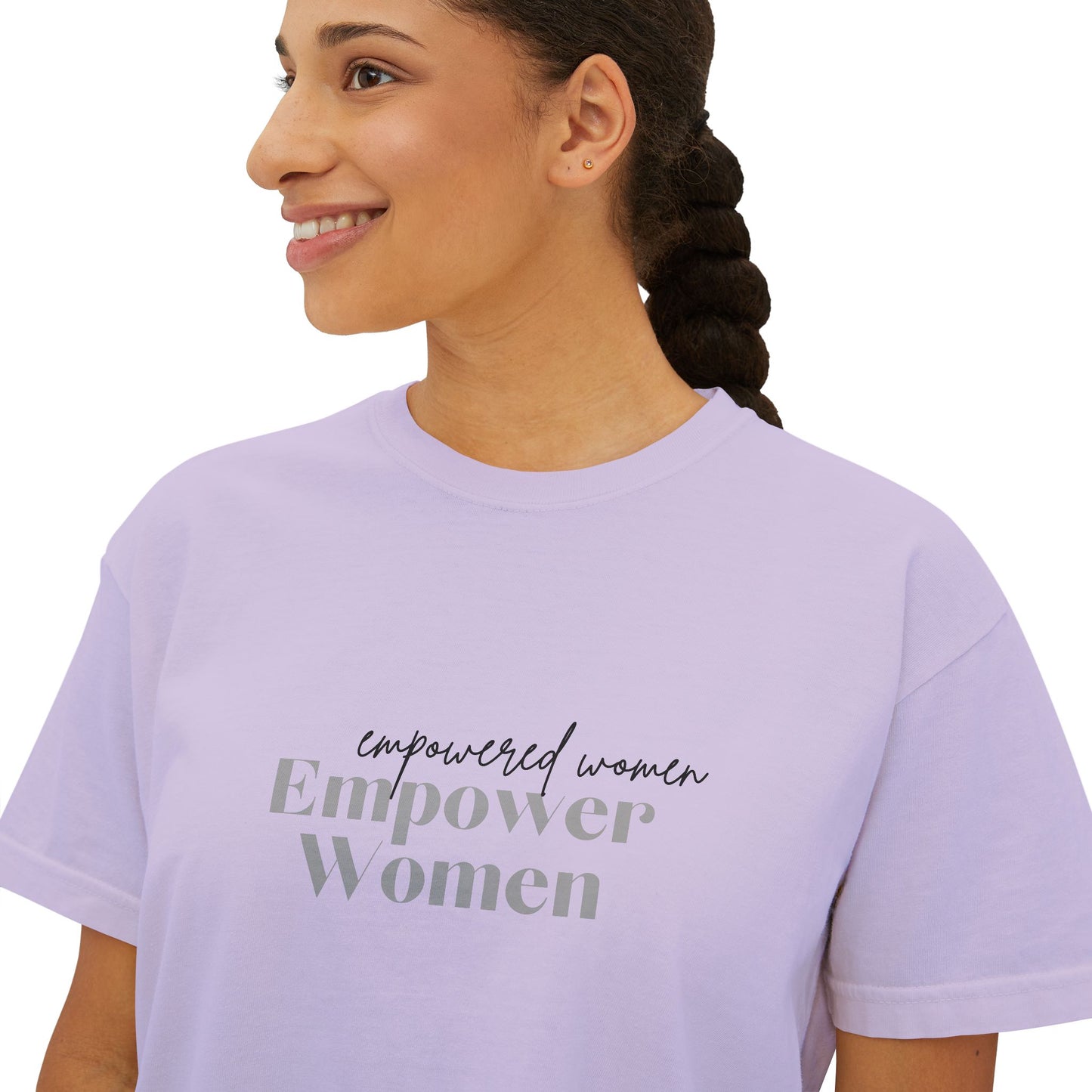 Empower Women Boxy Tee — Feminine Floral Graphic Women's Boxy T‑Shirt