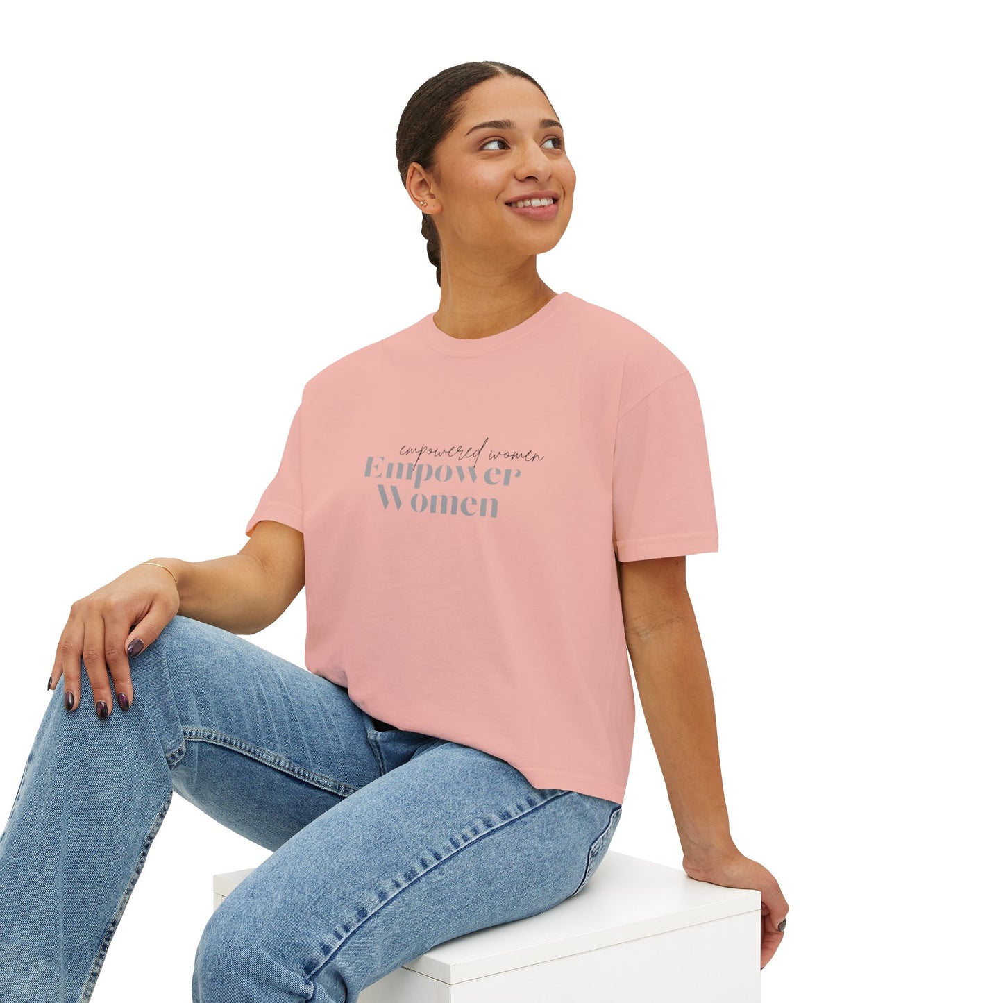 Empower Women Boxy Tee — Feminine Floral Graphic Women's Boxy T‑Shirt