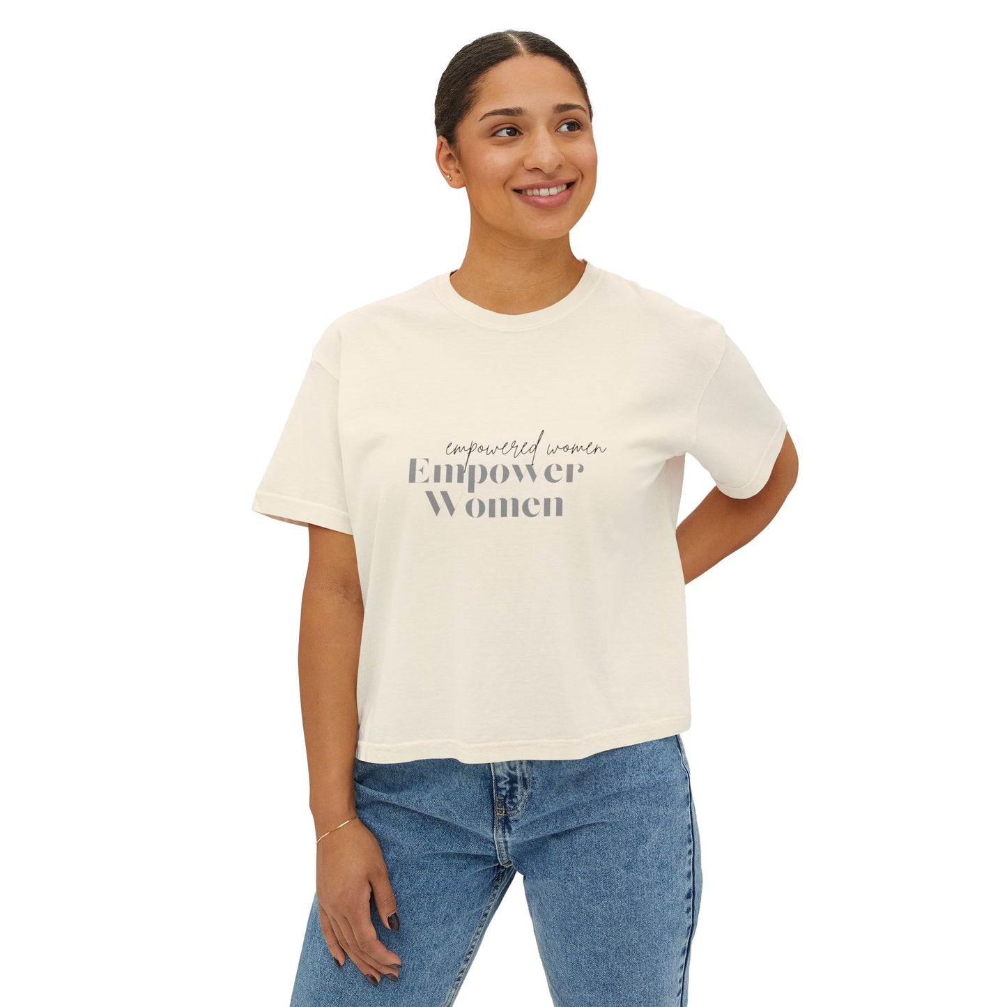 Empower Women Boxy Tee — Feminine Floral Graphic Women's Boxy T‑Shirt