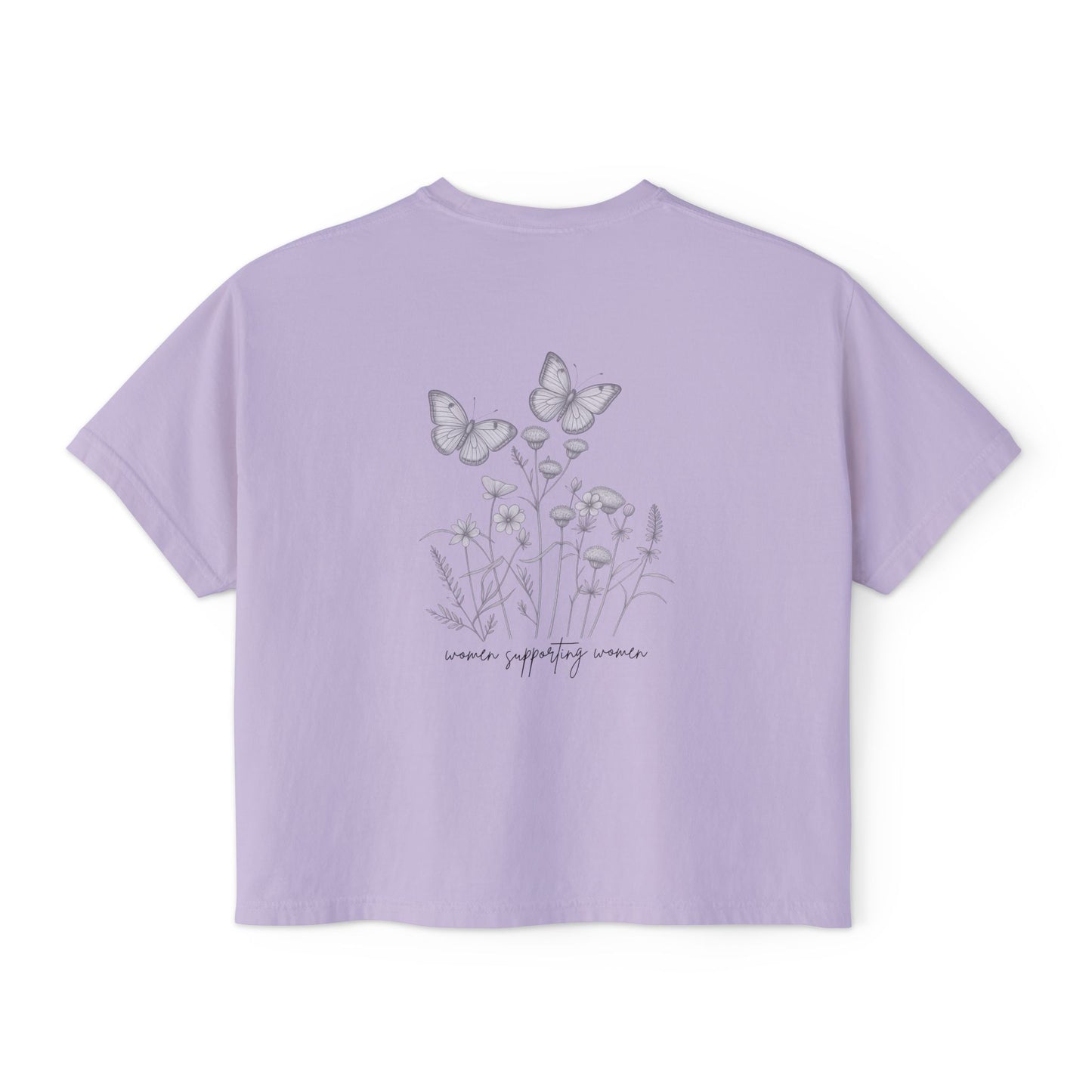 Empower Women Boxy Tee — Feminine Floral Graphic Women's Boxy T‑Shirt