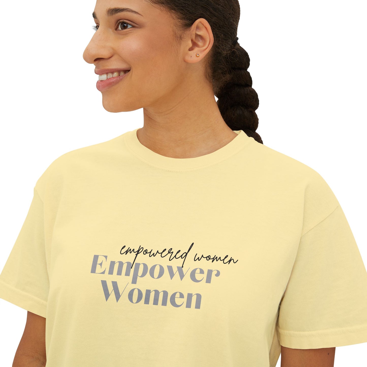 Empower Women Boxy Tee — Feminine Floral Graphic Women's Boxy T‑Shirt