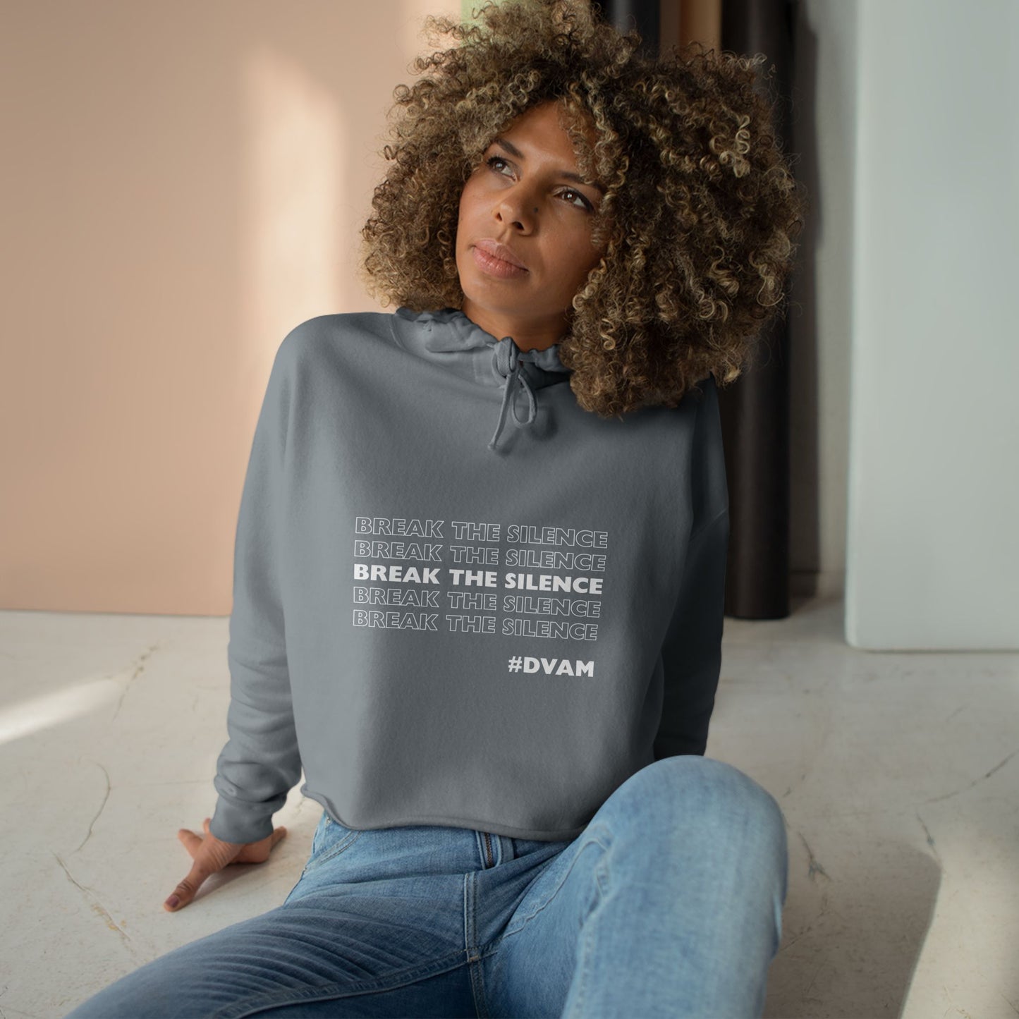Domestic Violence Awareness Crop Hoodie - Support PADV